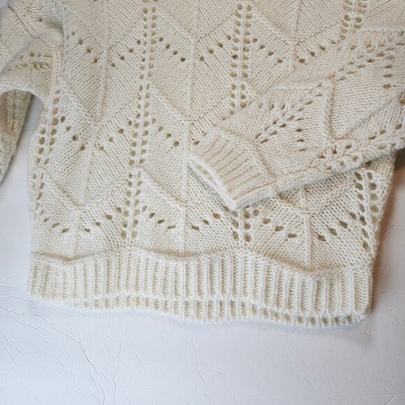 IRO Lovey Sweater Wool Alpaca Turtleneck Open Stitch in Chalk Women's Medium - Picture 5 of 12